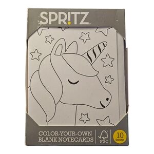 Spritz Unicorn Color Your Own Blank Notecards & Envelopes 10 Pack